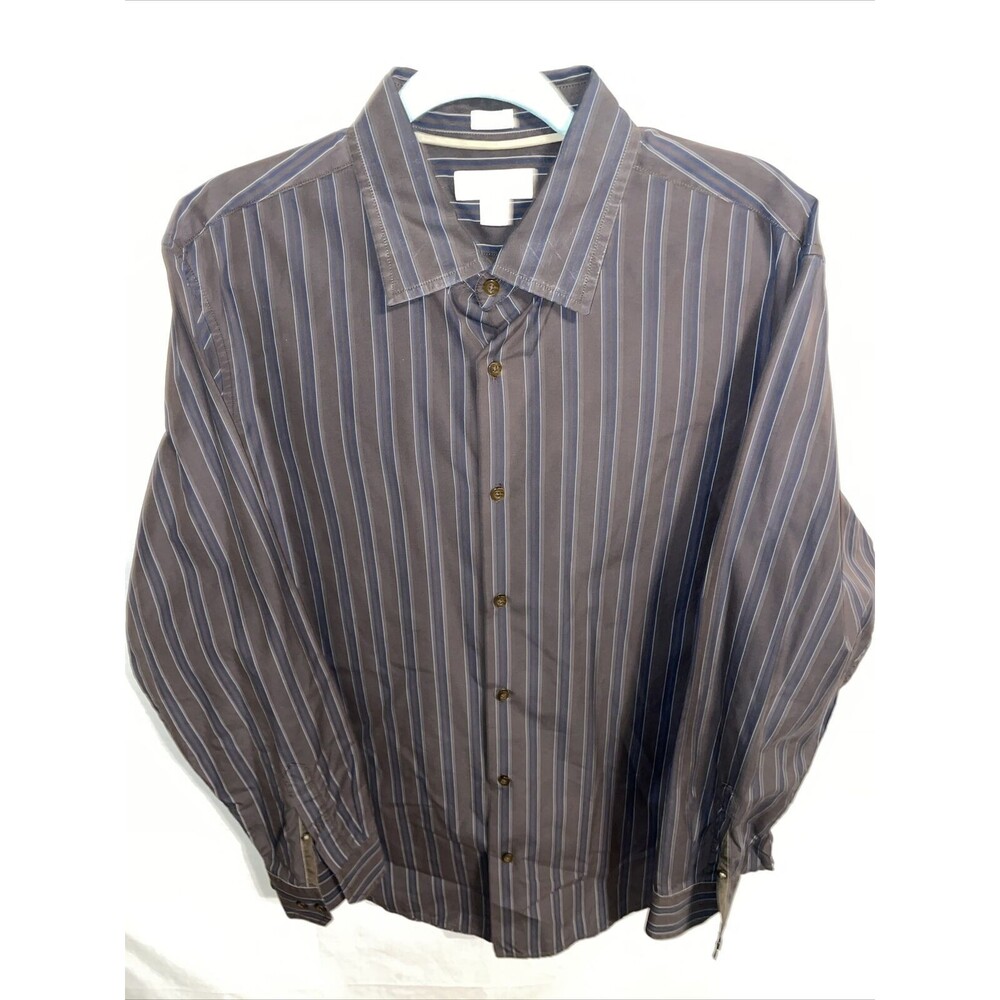 Banana Republic Dress Shirt Men’s Size Large Brown Striped Long Sleeve Button Up